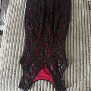 Cache Black and Red Lace Dress